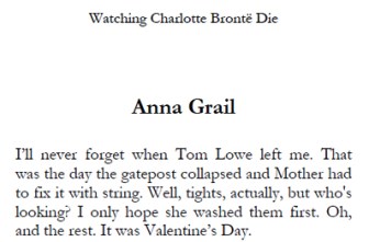 Anna Grail - short extract from Watching Charlotte Bronte Die
